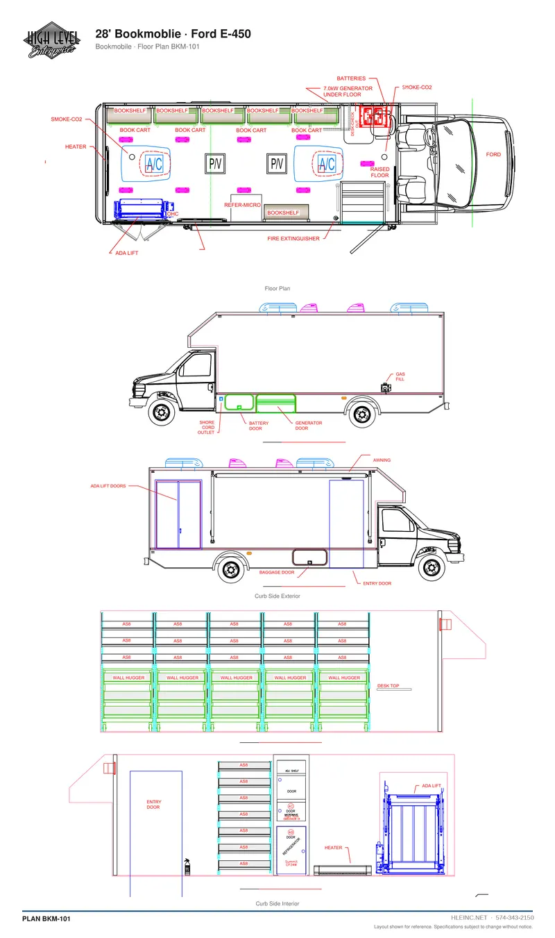 Floor plan BKM-101: 28' Bookmobile