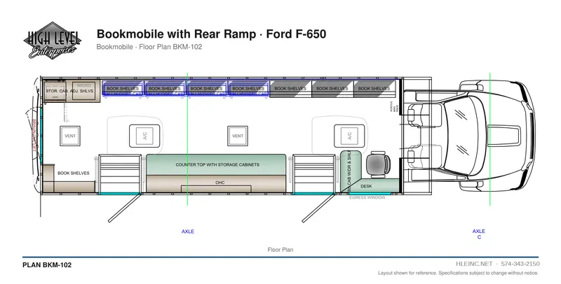 Floor plan BKM-102: Bookmobile with Rear Ramp