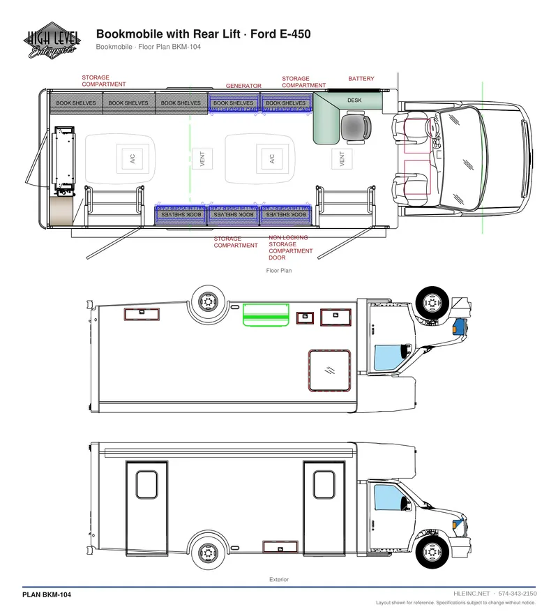 Floor plan BKM-104: Bookmobile with Rear Lift