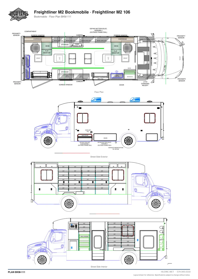 Floor plan BKM-111: Freightliner M2 Bookmobile