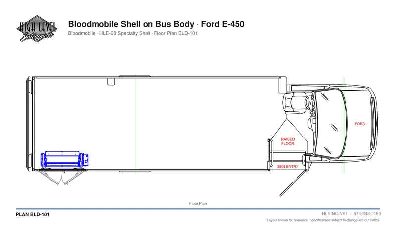 Floor plan BLD-101: Bloodmobile Shell on Bus Body
