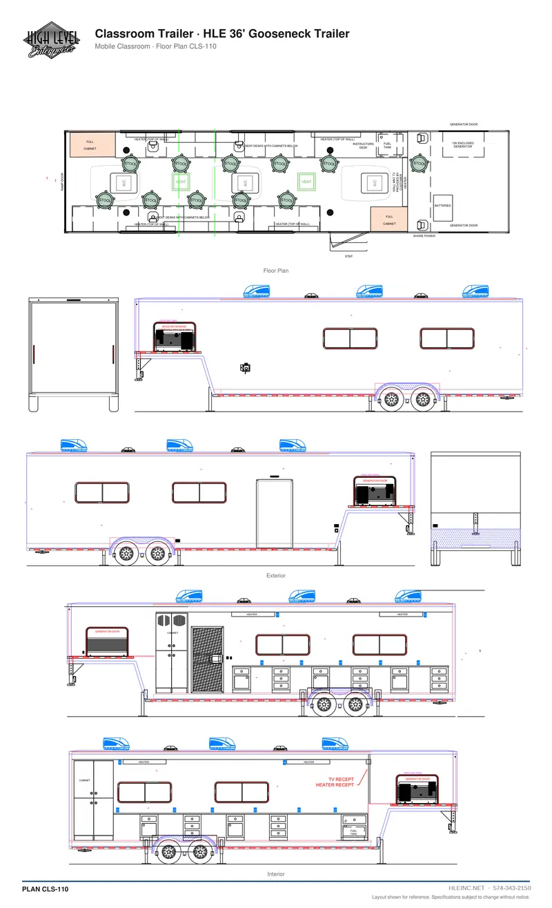 Floor plan CLS-110: Classroom Trailer