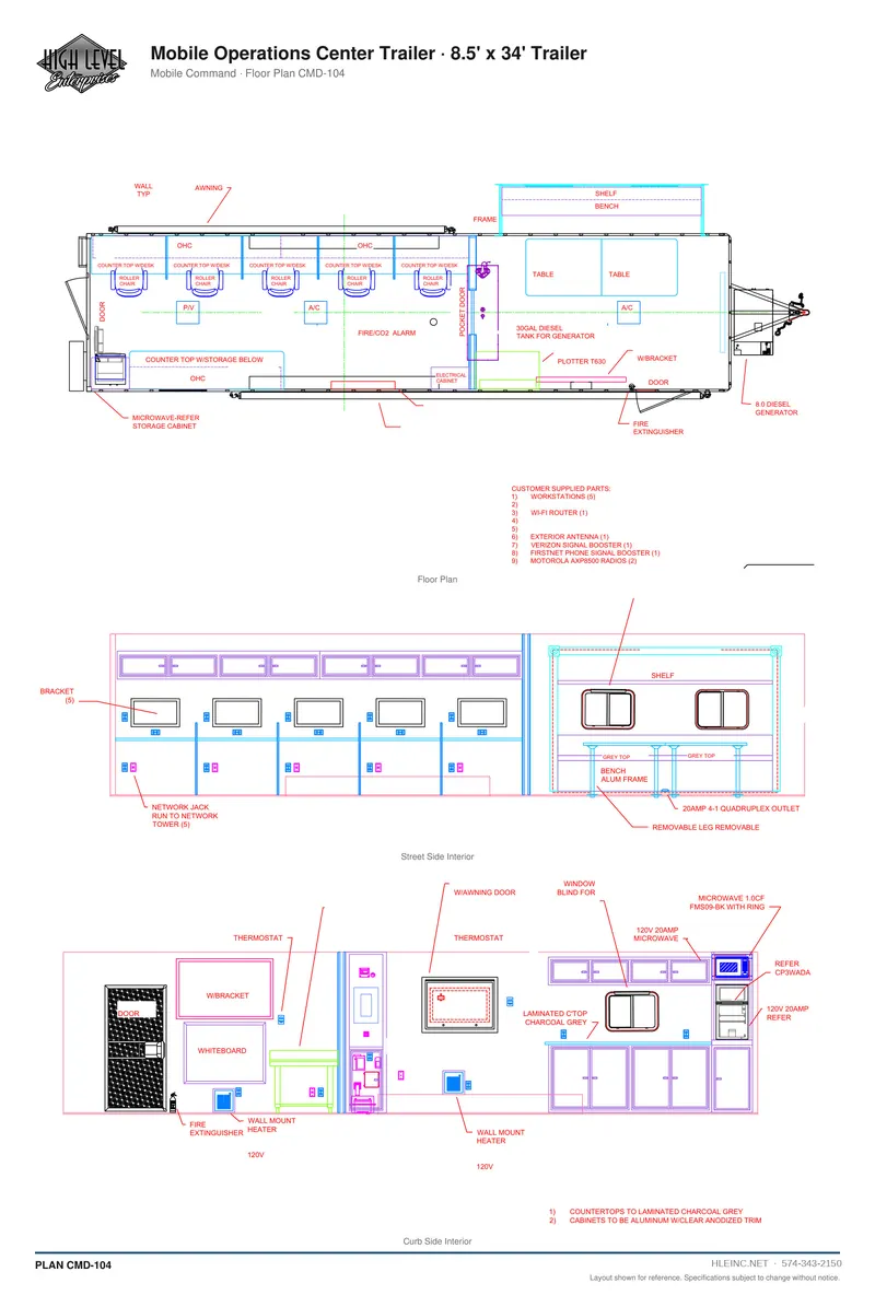 Floor plan CMD-104: Mobile Operations Center Trailer