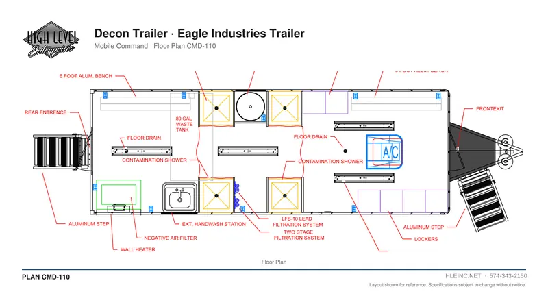 Floor plan CMD-110: Decon Trailer