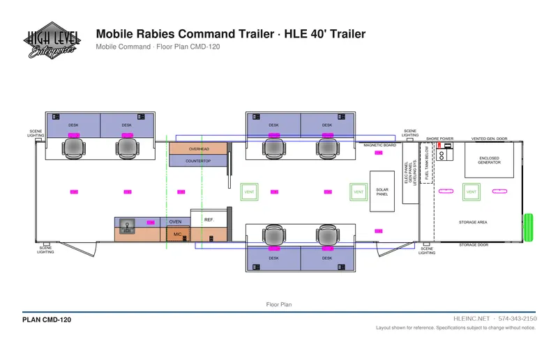 Floor plan CMD-120: Mobile Rabies Command Trailer