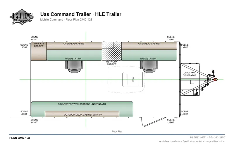 Floor plan CMD-123: UAS Command Trailer