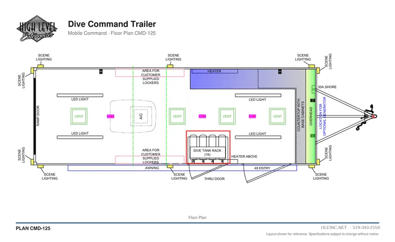Floor plan CMD-125: Dive Command Trailer