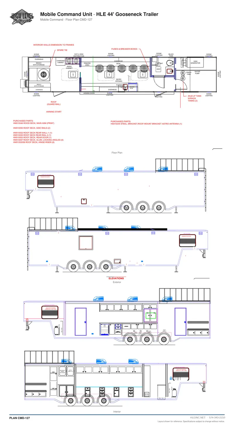 Floor plan CMD-127: Mobile Command Unit