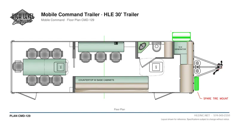 Floor plan CMD-129: Mobile Command Trailer
