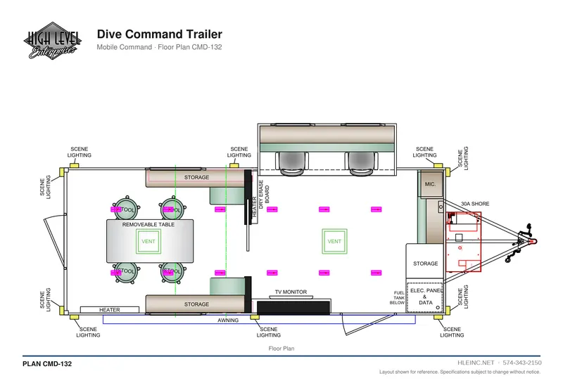 Floor plan CMD-132: Dive Command Trailer