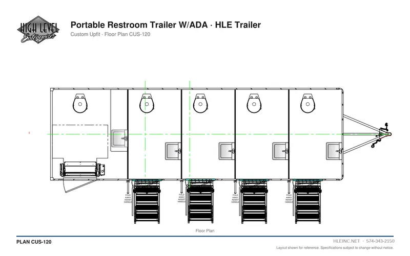 Floor plan CUS-120: Portable Restroom Trailer with ADA