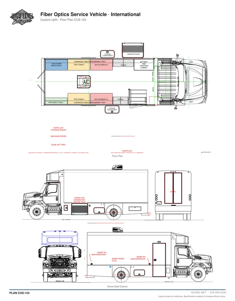 Floor plan CUS-124: Fiber Optics Service Vehicle