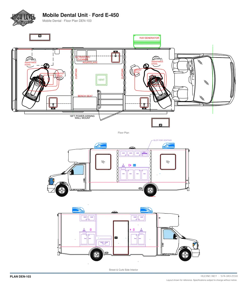 Floor plan DEN-103: Mobile Dental Unit
