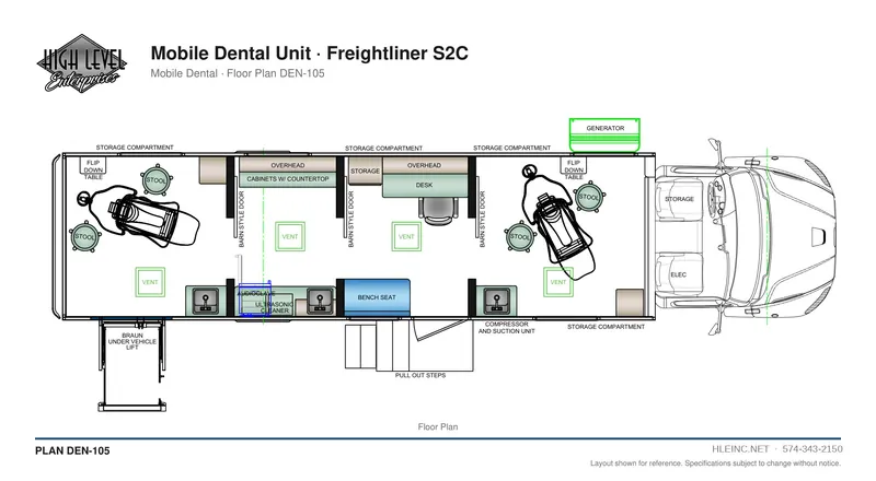 Floor plan DEN-105: Mobile Dental Unit
