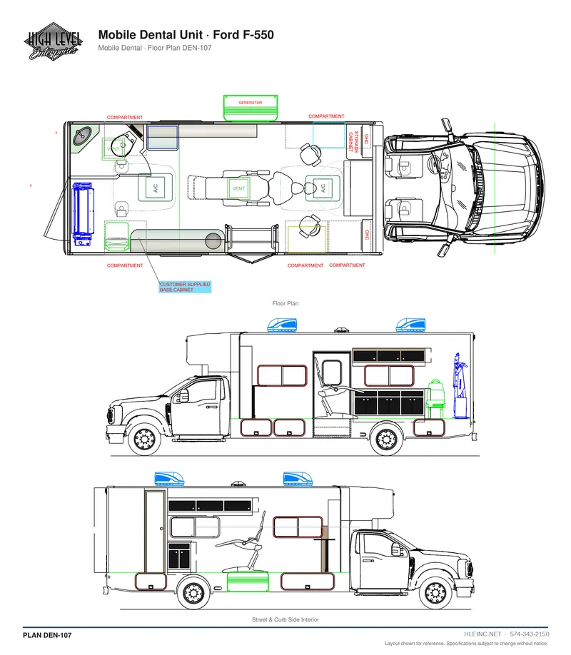 Floor plan DEN-107: Mobile Dental Unit