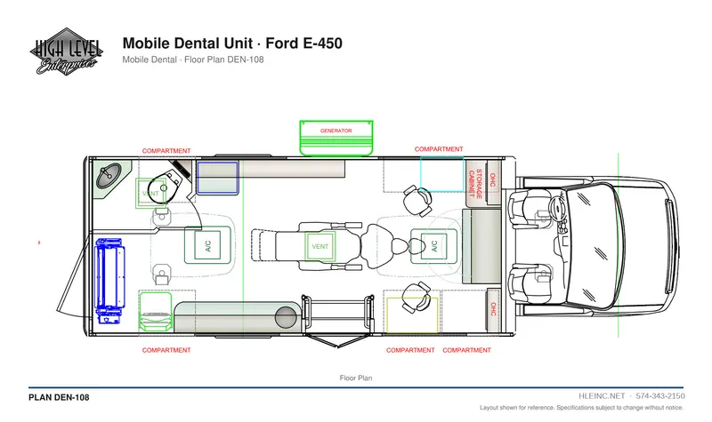 Floor plan DEN-108: Mobile Dental Unit