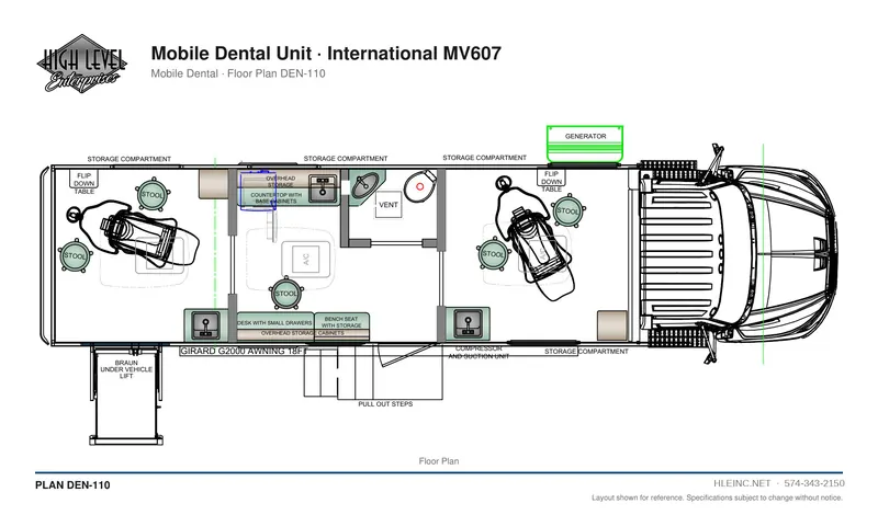 Floor plan DEN-110: Mobile Dental Unit