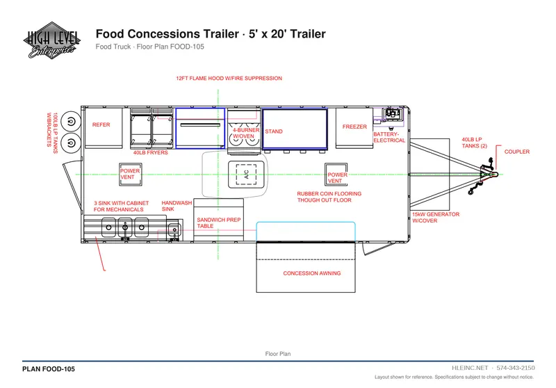 Floor plan FOOD-105: Food Concessions Trailer