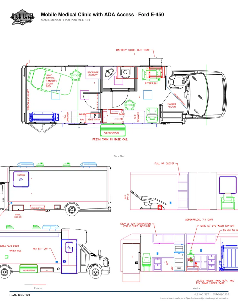 Floor plan MED-101: Mobile Medical Clinic with ADA Access