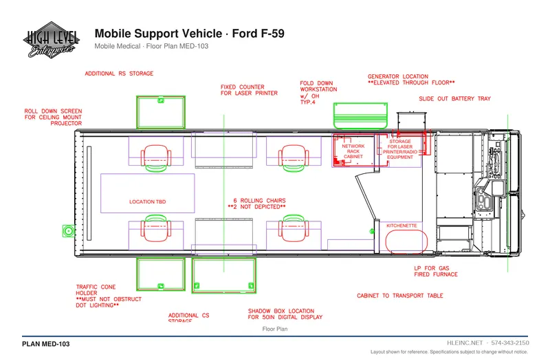 Floor plan MED-103: Mobile Support Vehicle