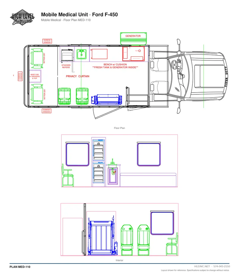 Floor plan MED-110: Mobile Medical Unit