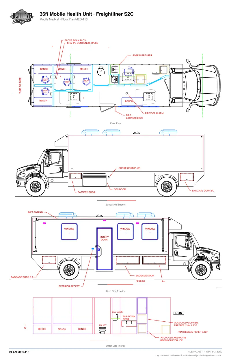 Floor plan MED-113: 36ft Mobile Health Unit