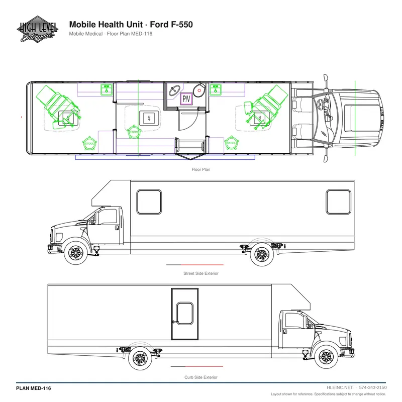 Floor plan MED-116: Mobile Health Unit