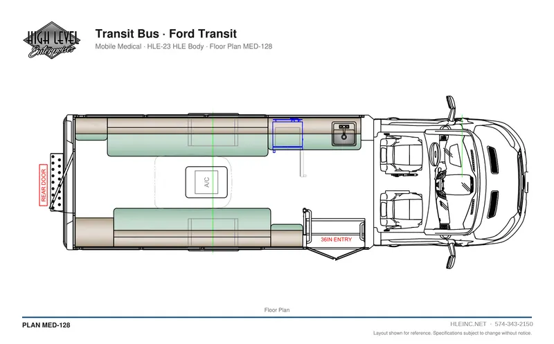 Floor plan MED-128: Transit Bus