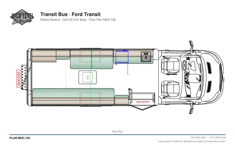 Floor plan MED-129: Transit Bus