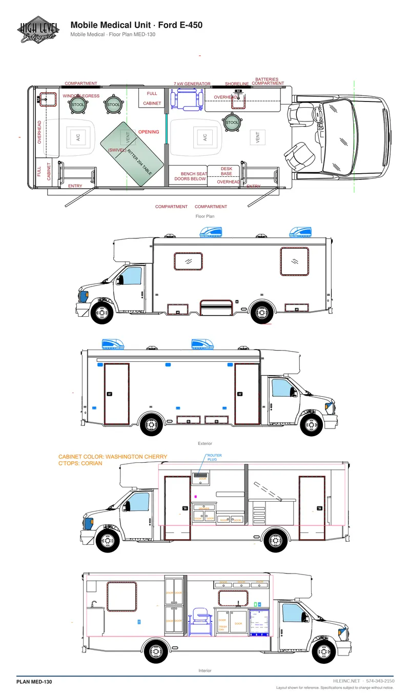 Floor plan MED-130: Mobile Medical Unit