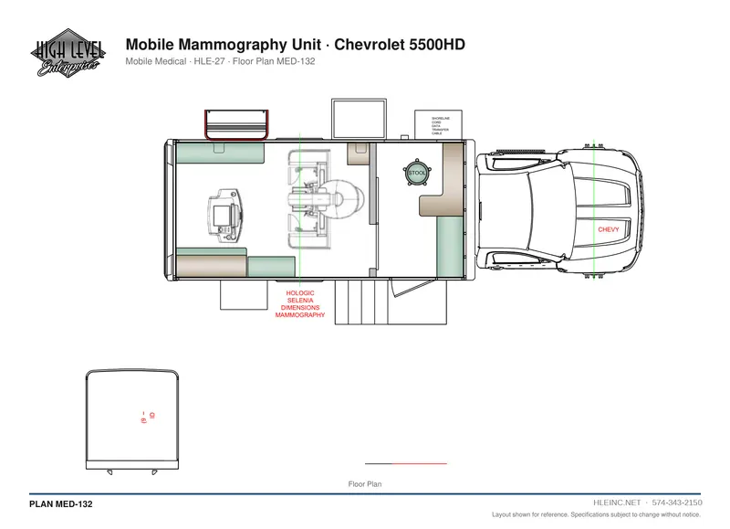 Floor plan MED-132: Mobile Mammography Unit