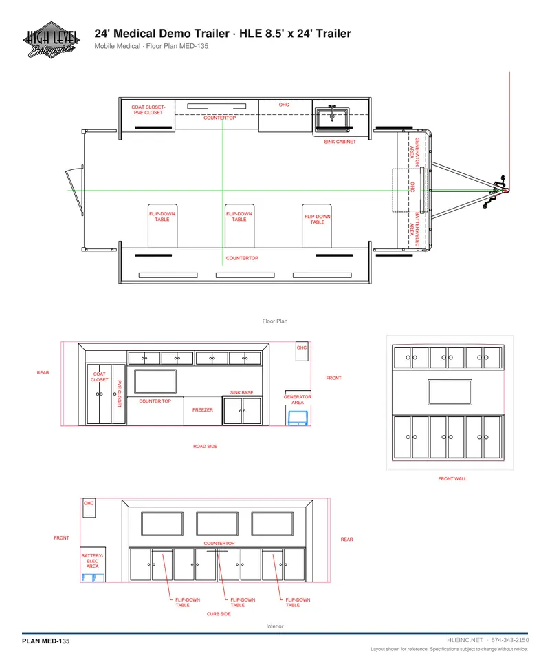 Floor plan MED-135: 24' Medical Demo Trailer
