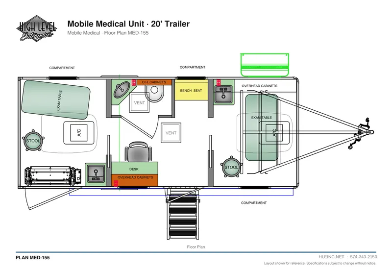 Floor plan MED-155: Mobile Medical Unit