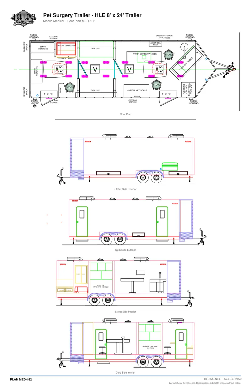 Floor plan MED-162: Pet Surgery Trailer