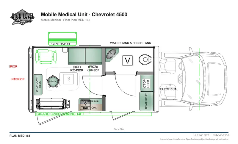 Floor plan MED-165: Mobile Medical Unit