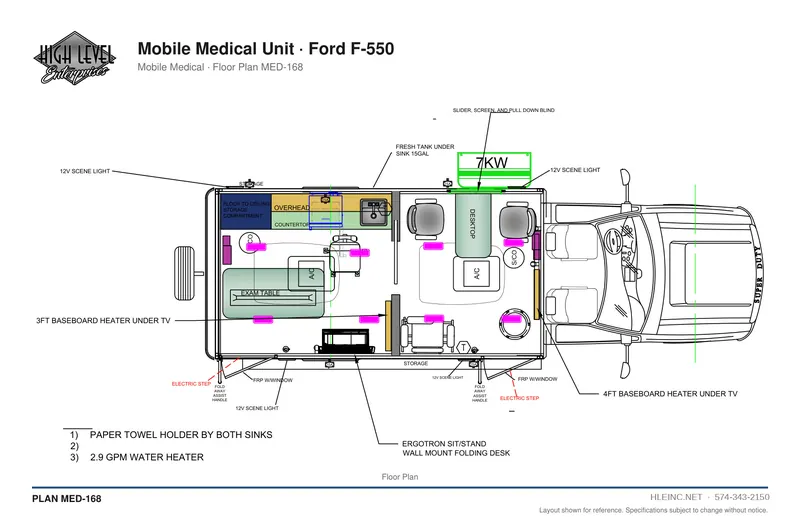Floor plan MED-168: Mobile Medical Unit