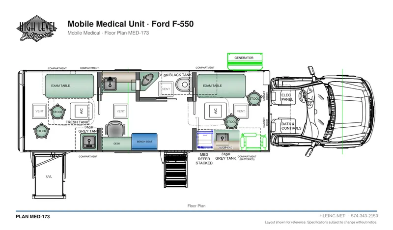 Floor plan MED-173: Mobile Medical Unit