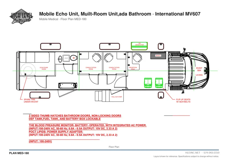 Floor plan MED-180: Mobile Echo Unit, Multi-Room Unit, ADA Bathroom