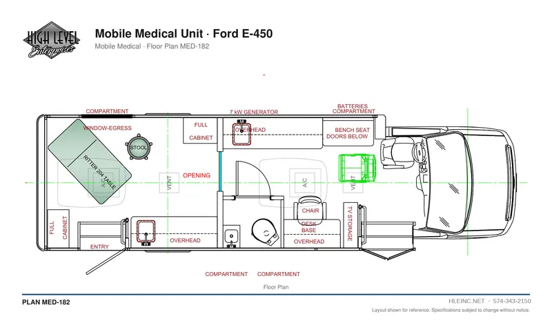 Floor plan MED-182: Mobile Medical Unit