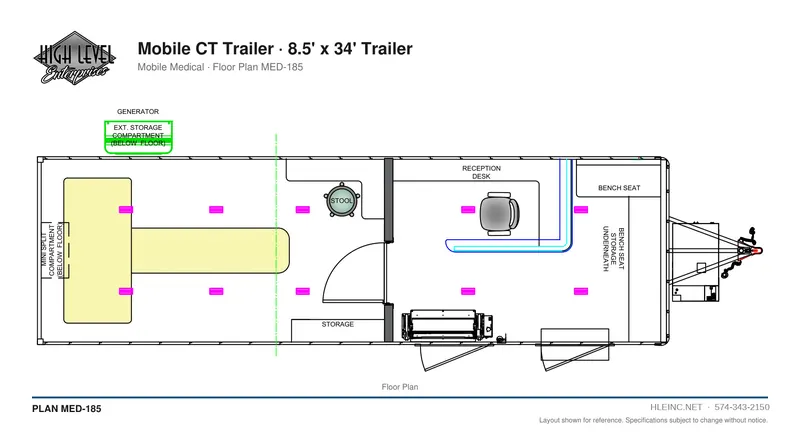 Floor plan MED-185: Mobile CT Trailer