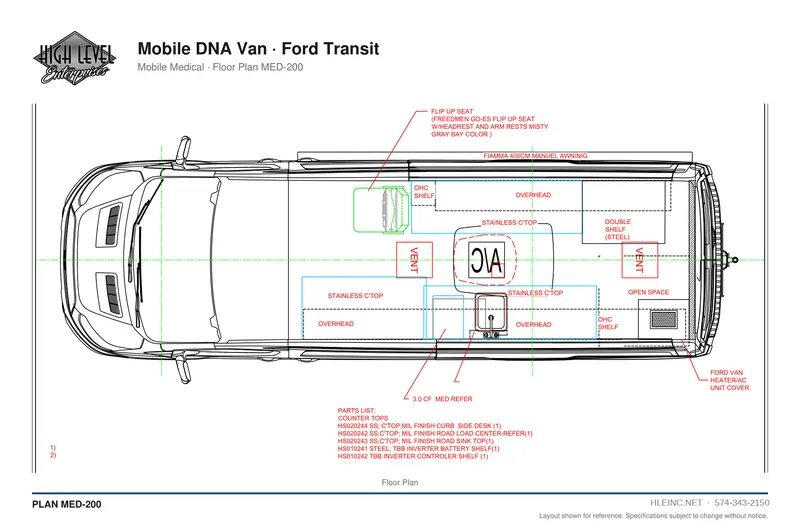 Floor plan MED-200: Mobile DNA Van