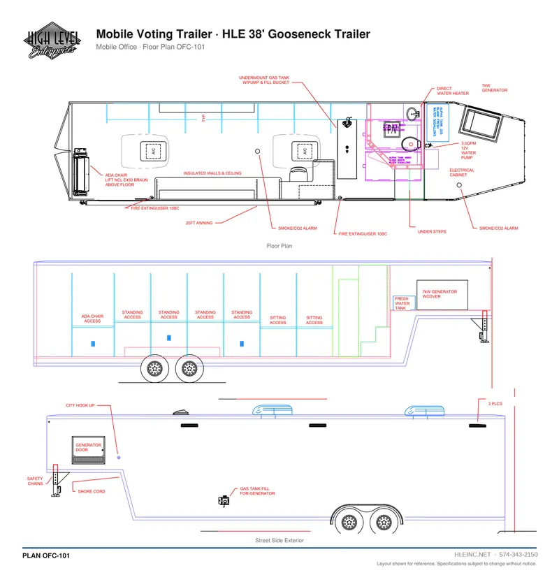 Floor plan OFC-101: Mobile Voting Trailer
