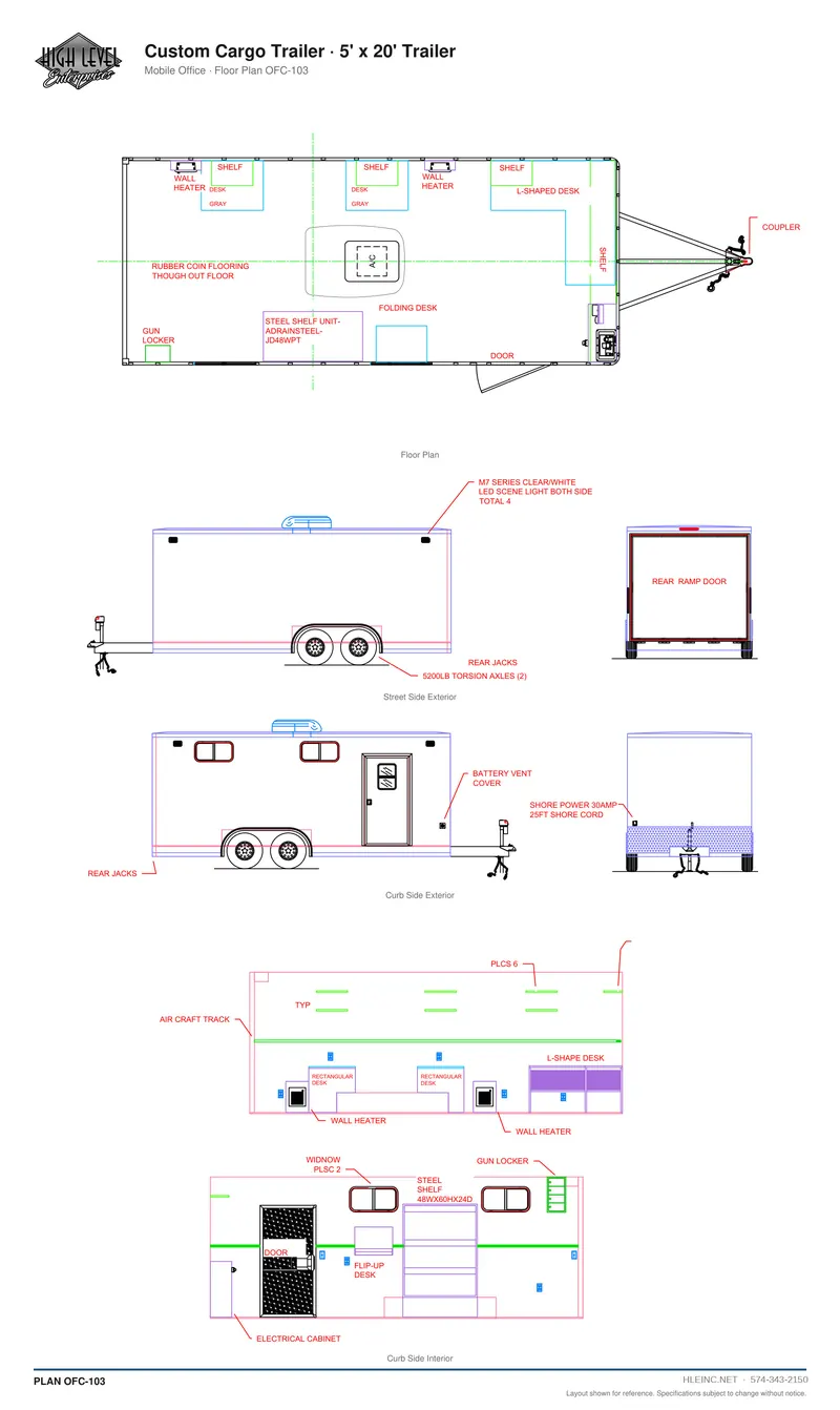 Floor plan OFC-103: Custom Cargo Trailer