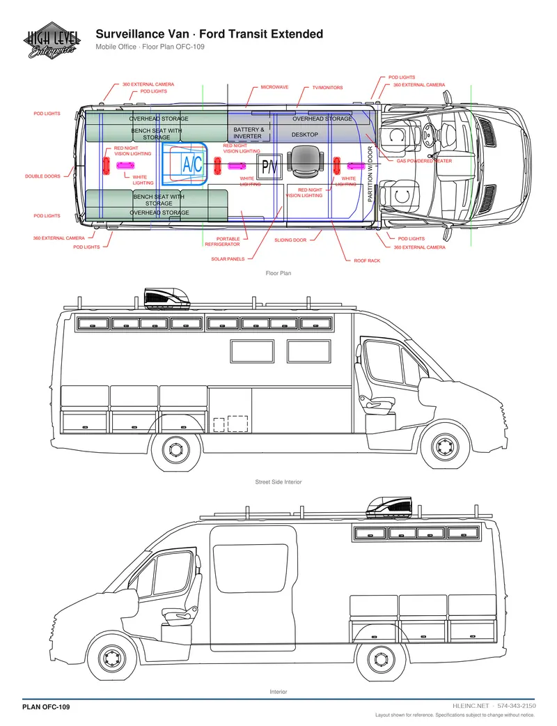 Floor plan OFC-109: Surveillance Van
