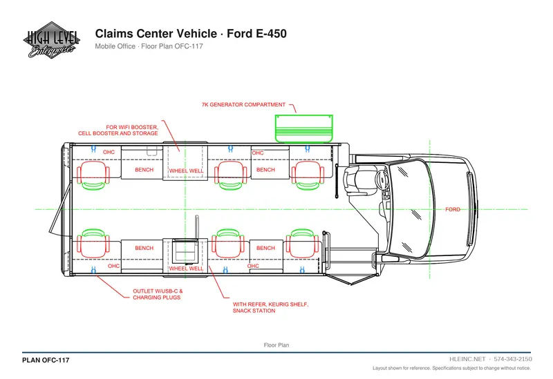 Floor plan OFC-117: Claims Center Vehicle