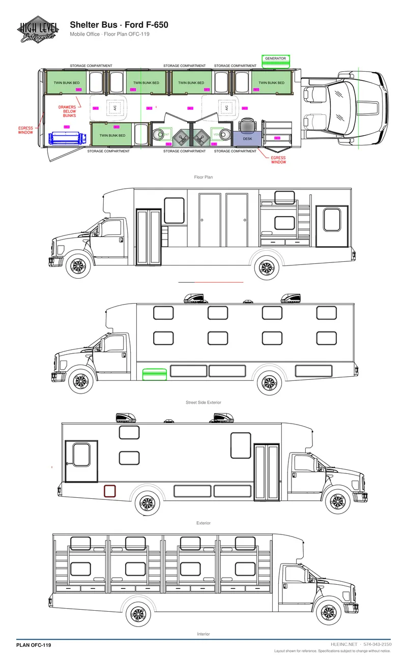 Floor plan OFC-119: Shelter Bus
