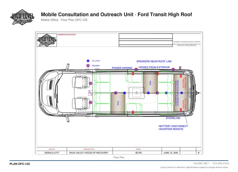Floor plan OFC-125: Mobile Consultation and Outreach Unit
