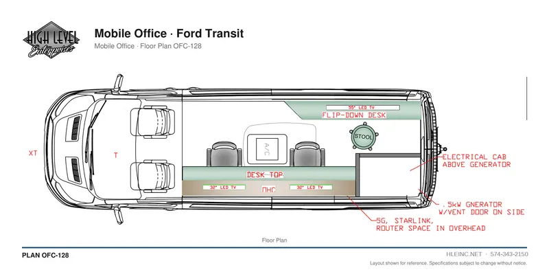 Floor plan OFC-128: Mobile Office — Ford Transit