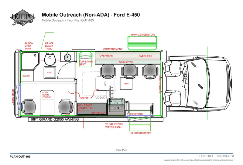Floor plan OUT-105: Mobile Outreach (Non-ADA)