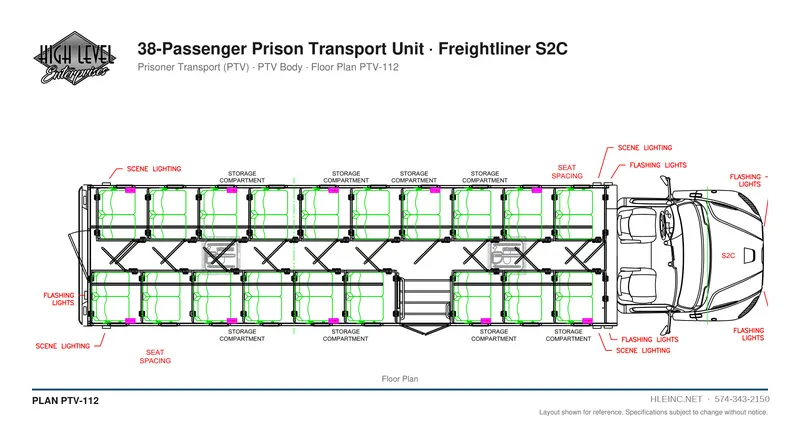 Floor plan PTV-112: 38-Passenger Prison Transport Unit